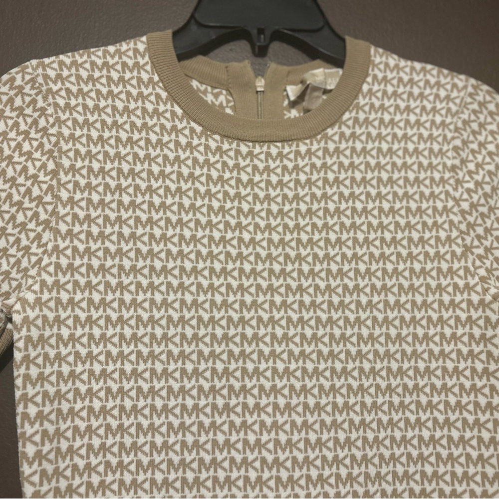 Michael Kors Beige and White Monogram Top
